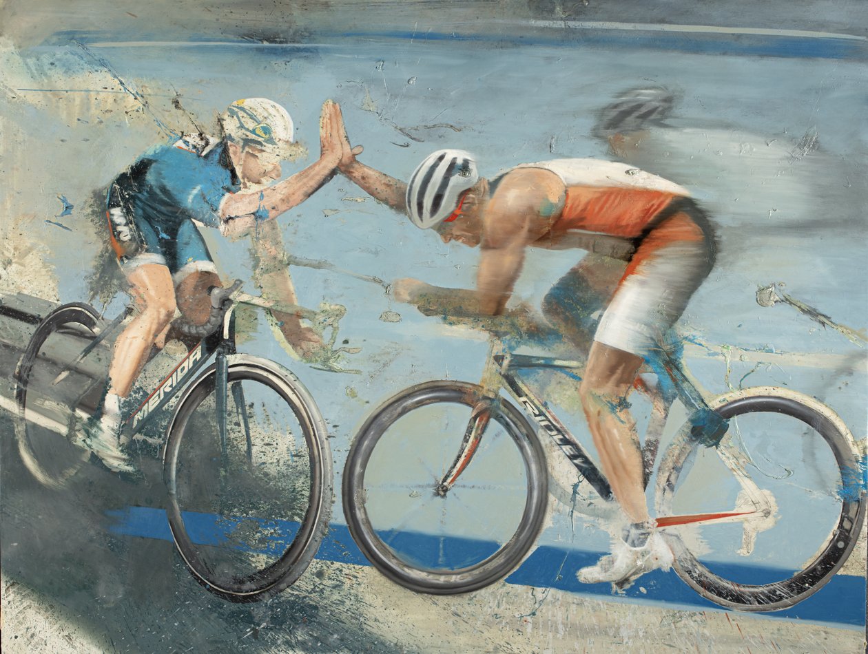 Cyklister, 2021 (olja på duk) av Nicola Pucci