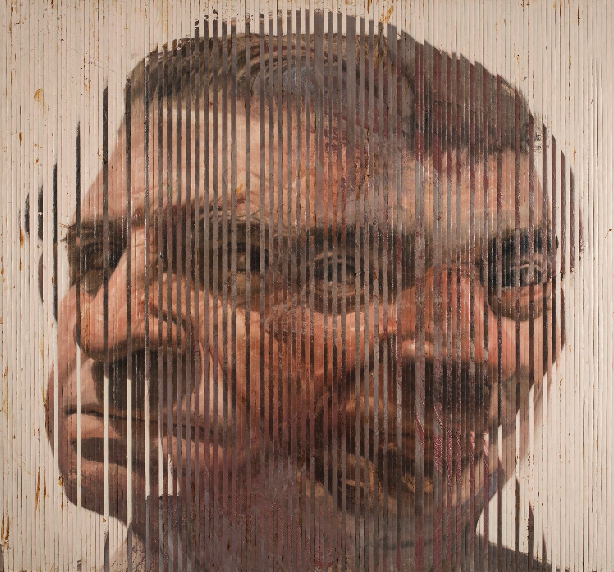 Fusioni Volti II, 2006 (olja på duk skuren och applicerad på kartong) av Nicola Pucci