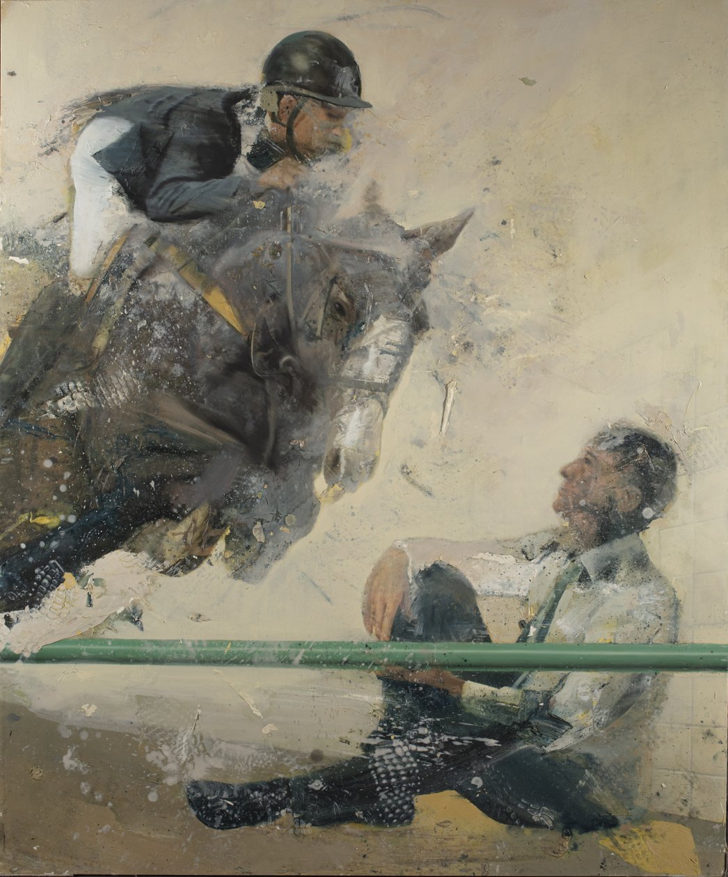 Hurdle Jump, 2018 (olja på duk) av Nicola Pucci