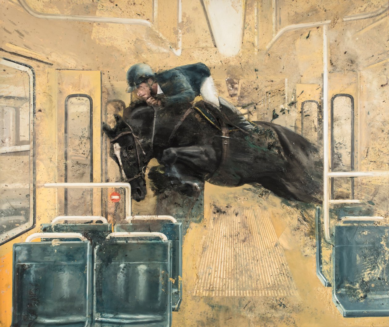 Tram Jump III, 2019 (olja på duk) av Nicola Pucci