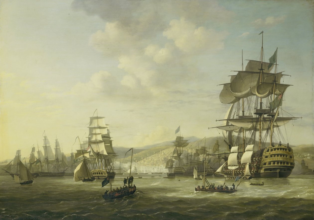 Den anglo-holländska flottan i Algerbukten som backar upp Ultimatum för att frige de kristna slavarna, 26 augusti 1816 Fyra avsnitt under närvaron av den anglo-holländska flottan i Algerbukten, 26 till 27 augusti 1816 (serietitel) av Nicolaas Baur