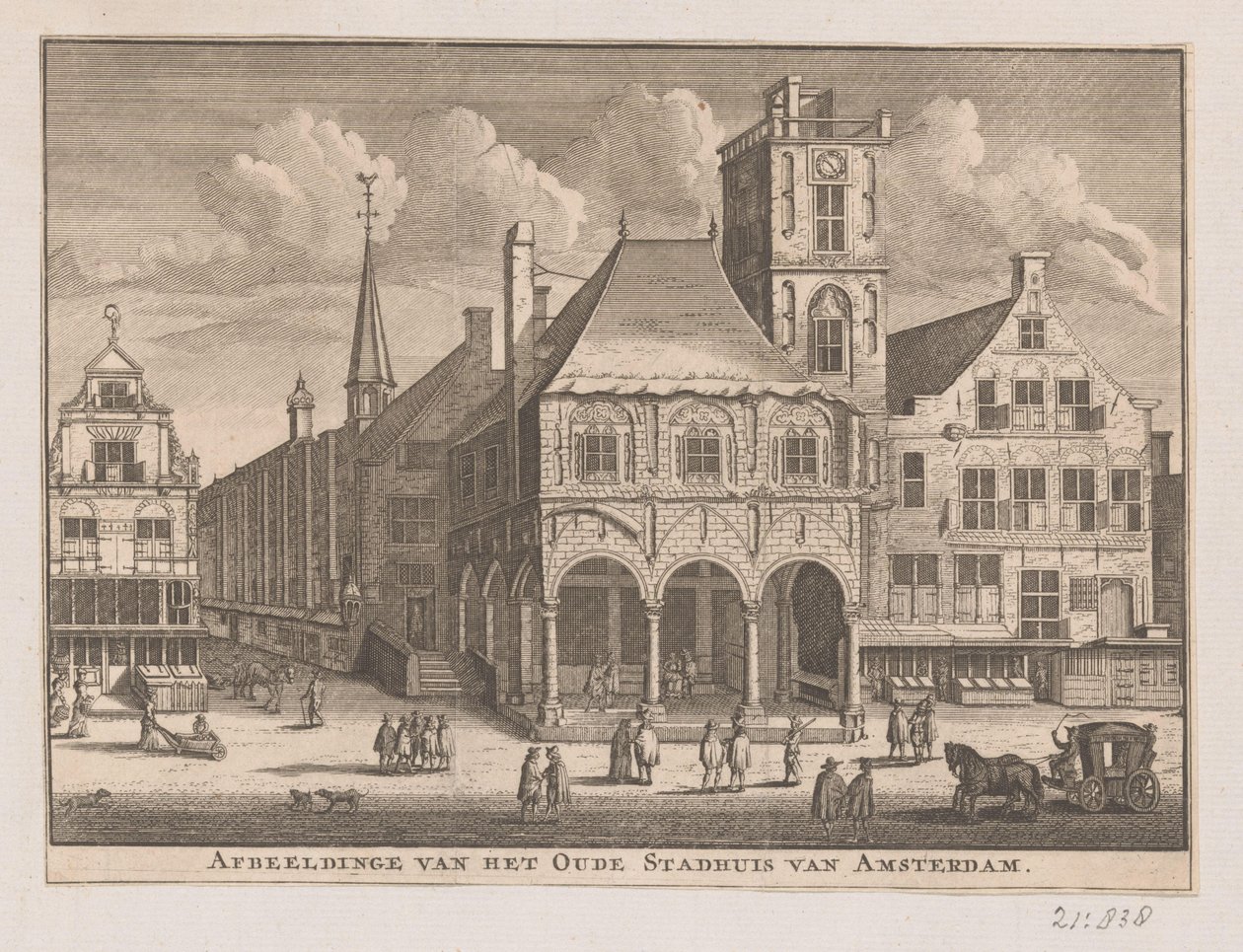 Utsikt över det gamla rådhuset i Amsterdam Bild av det gamla rådhuset i Amsterdam (titel på objekt) av Nicolaas ten Hoorn