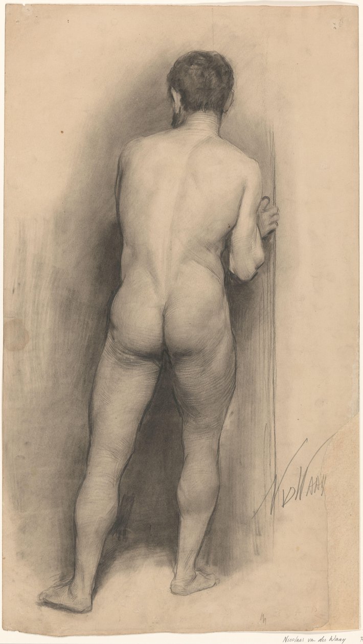 Naken man sett bakifrån av Nicolaas van der Waay (signed by artist)