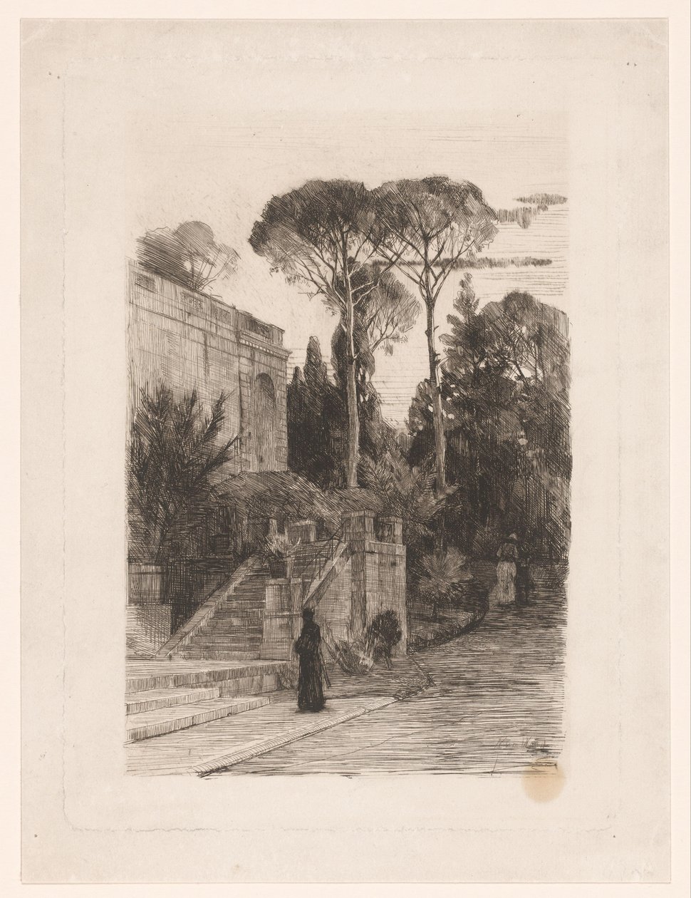 Monumental byggnad med trädgård av Nicolaas van der Waay