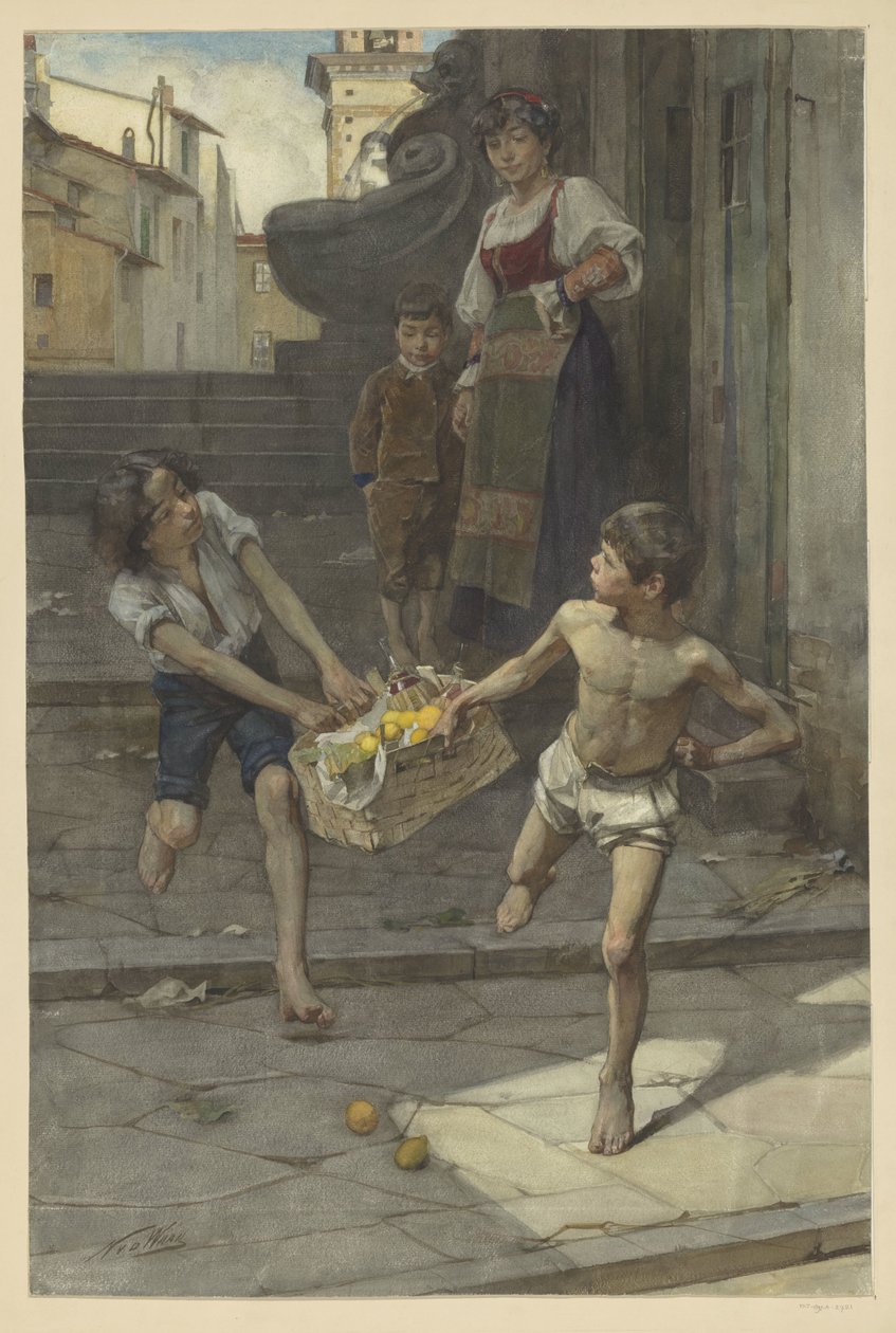 Gatubild i en italiensk stad av Nicolaas van der Waay