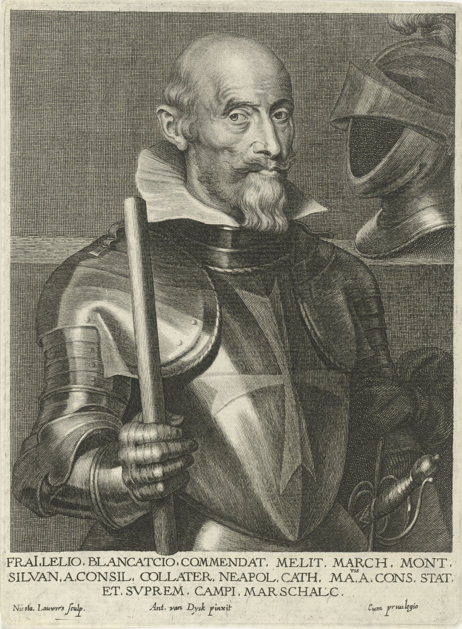 Portrait of Lelio Brancaccio, engraved by Nicolaes Lauwers after Anthony van Dyck av Nicolaes Lauwers