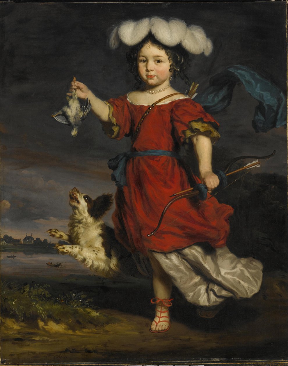 Ett porträtt av ett barn i en getvagn av Nicolaes Maes