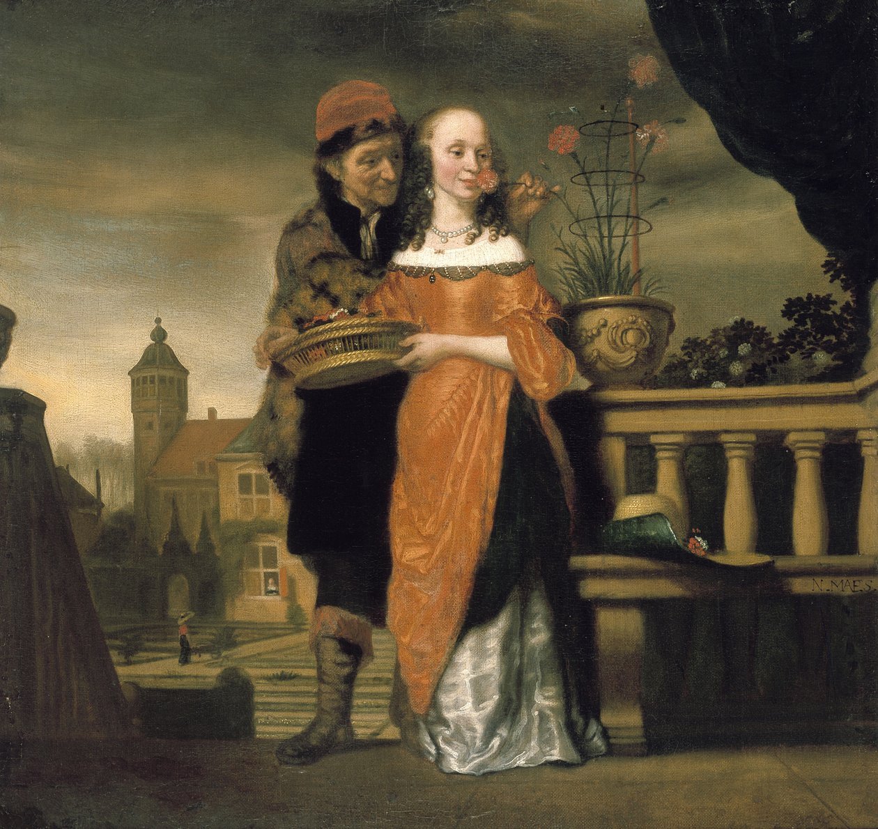 En allegori över luktsinnet, 1600-talet av Nicolaes Maes