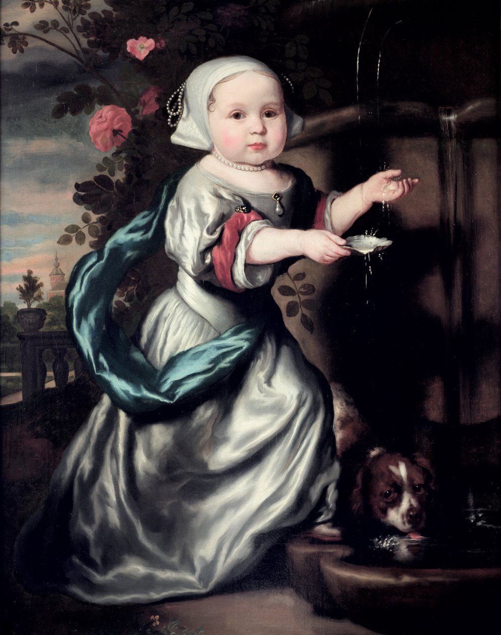 Ung flicka vid en fontän, 1662 av Nicolaes Maes