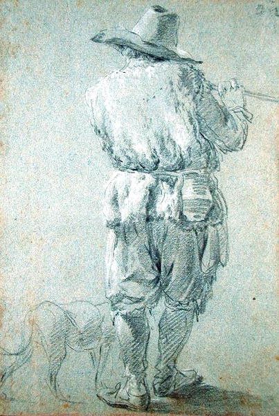 Flöjtspelande herde, 1644 (krita på papper) av Nicolaes Pietersz. Berchem