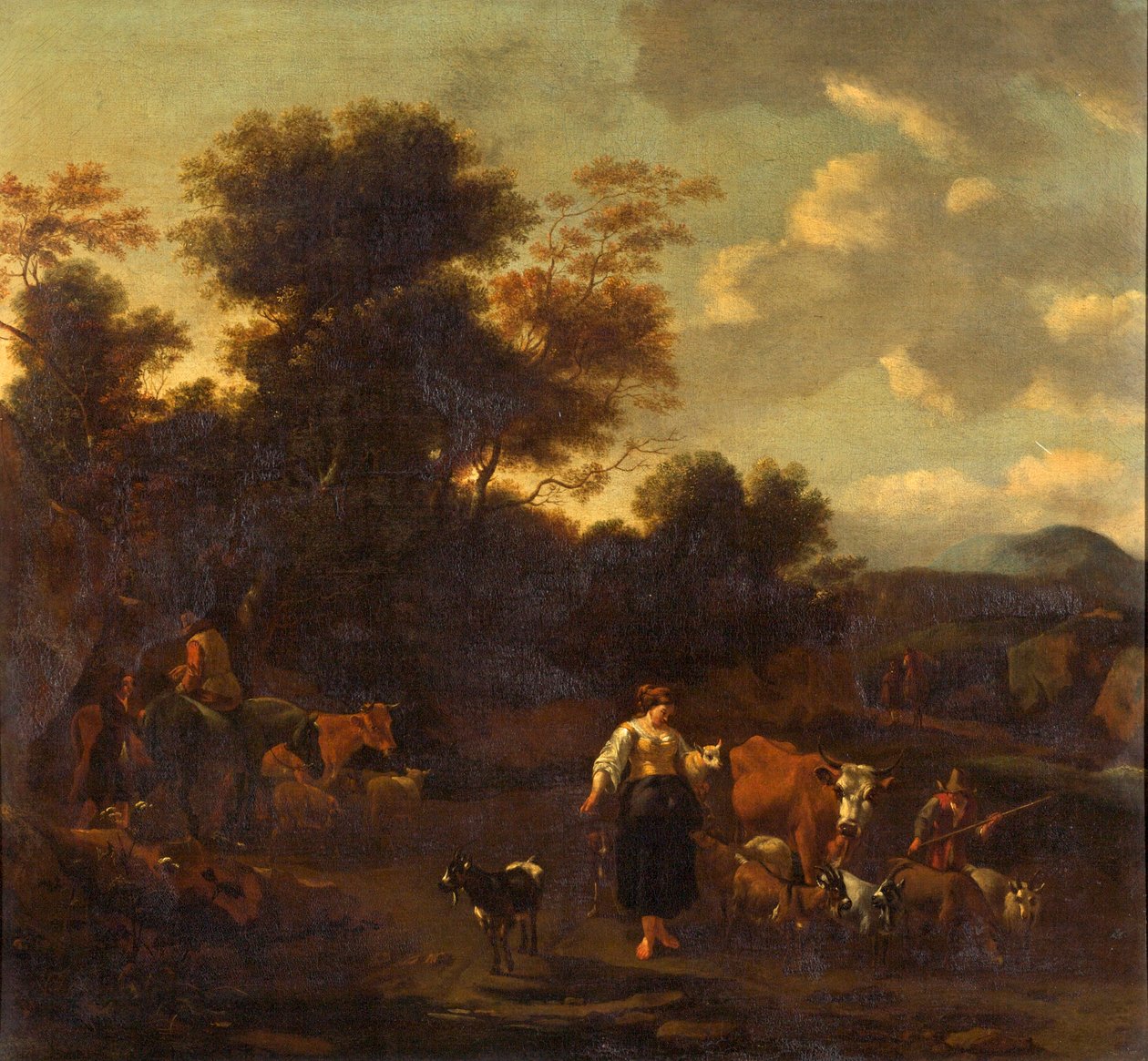Landskap med figurer och djur av Nicolaes Pietersz. Berchem