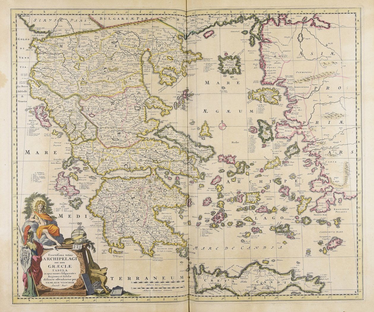 Exactissima totius archipelagi nec non Graeciae tabula in qua omnes subjacentes av Nicolaes Visscher