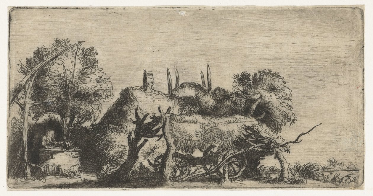 Landskap med brunn och vagn av Nicolaes Anthoni Flinck (attributed to)