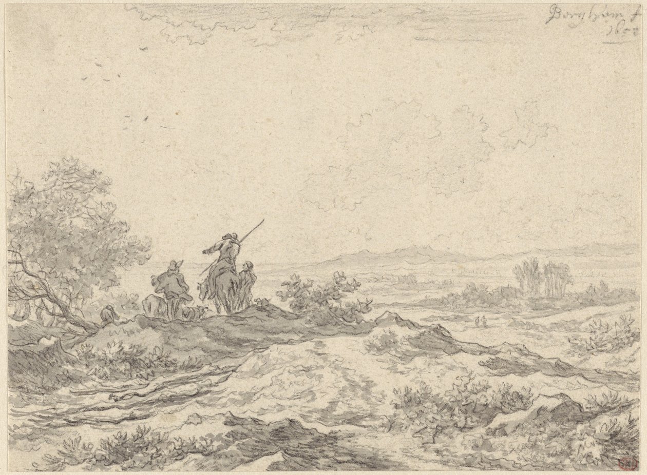 Dynlandskap med herdehundar av Nicolaes Berchem
