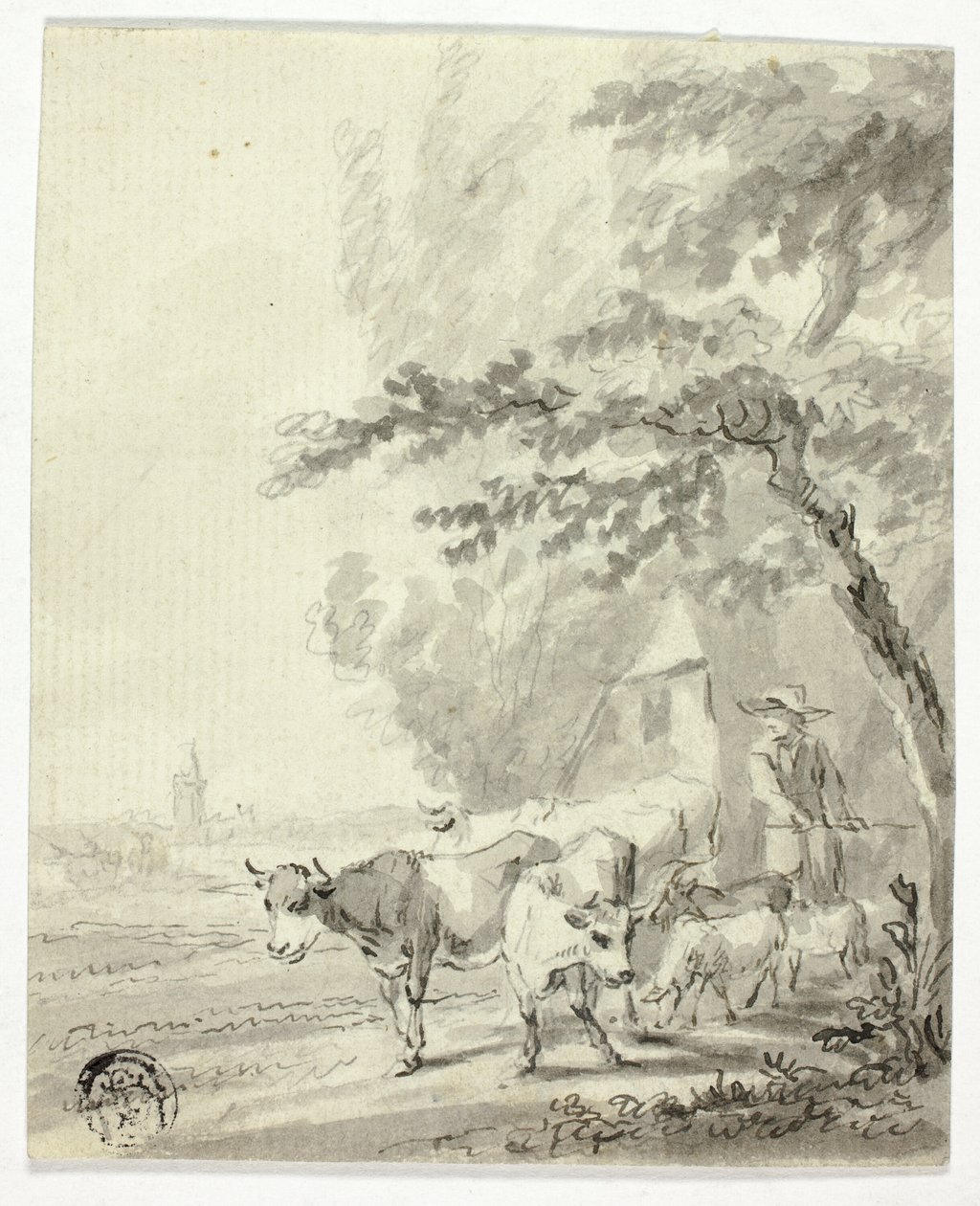 Man vallar kor och får av Nicolaes Berchem
