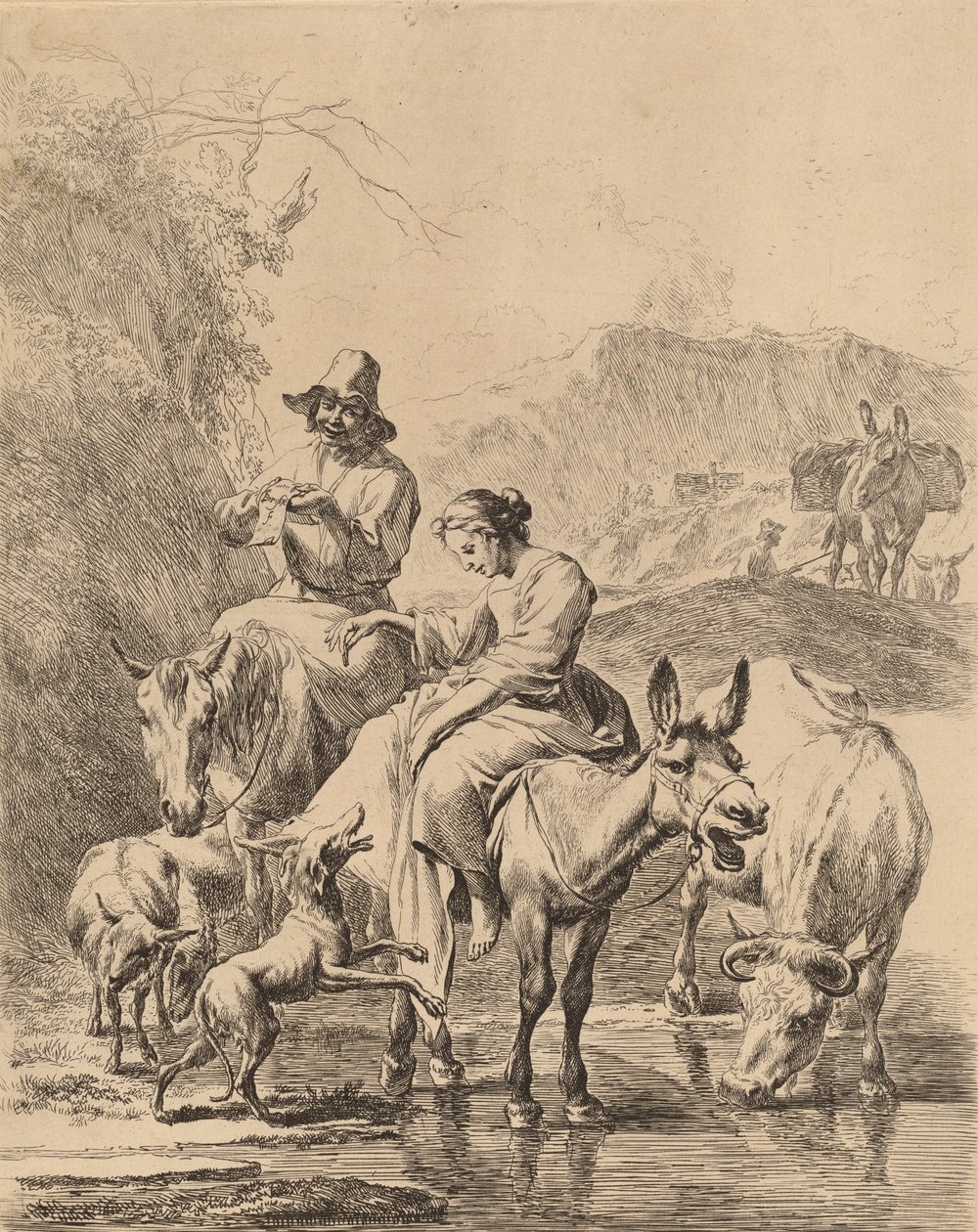Herdinna på en åsna. av Nicolaes Berchem