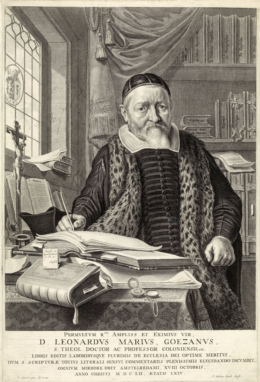 D. Leonardus Marius Goezanus, pub. 1654 (gravyr) av Nicolaes Cornelisz (c.1592 1655) Moeyaert