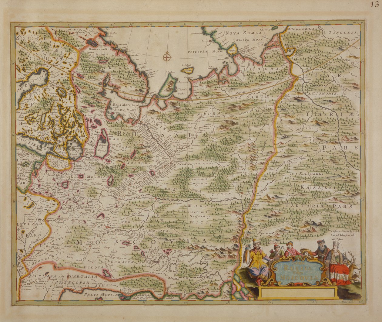 Karta över Ryssland och Östeuropa från Atlas Minor, 1745 av Nicolaes Jansz Visscher