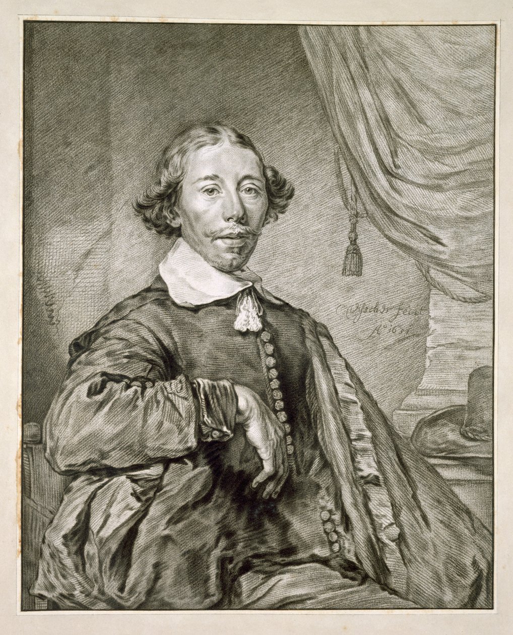 Porträtt av en man, 1681 (litho) av Nicolaes Jansz Visscher