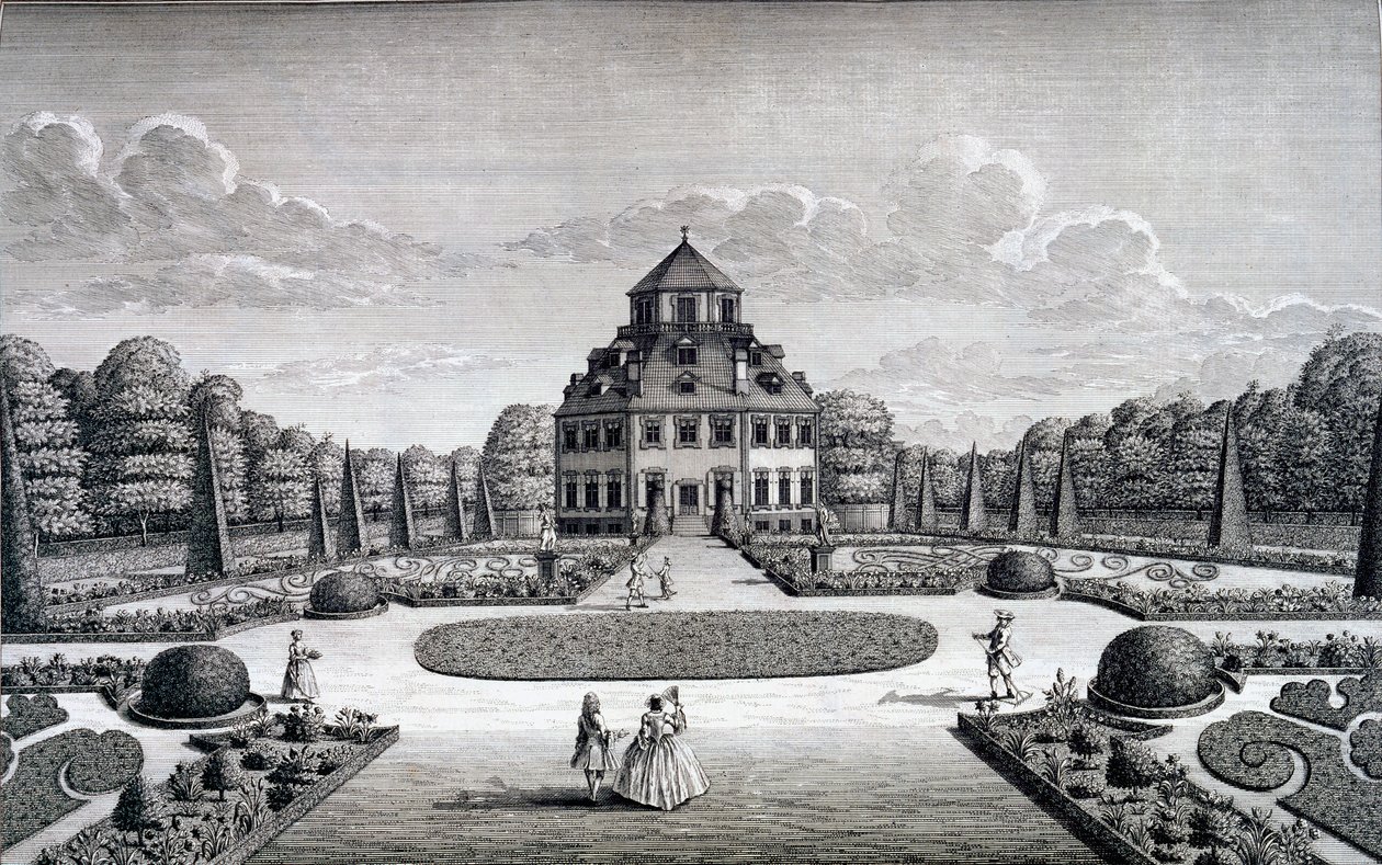 Utsikt över Frydenlunds hus och trädgård av Nicolaes Jansz Visscher