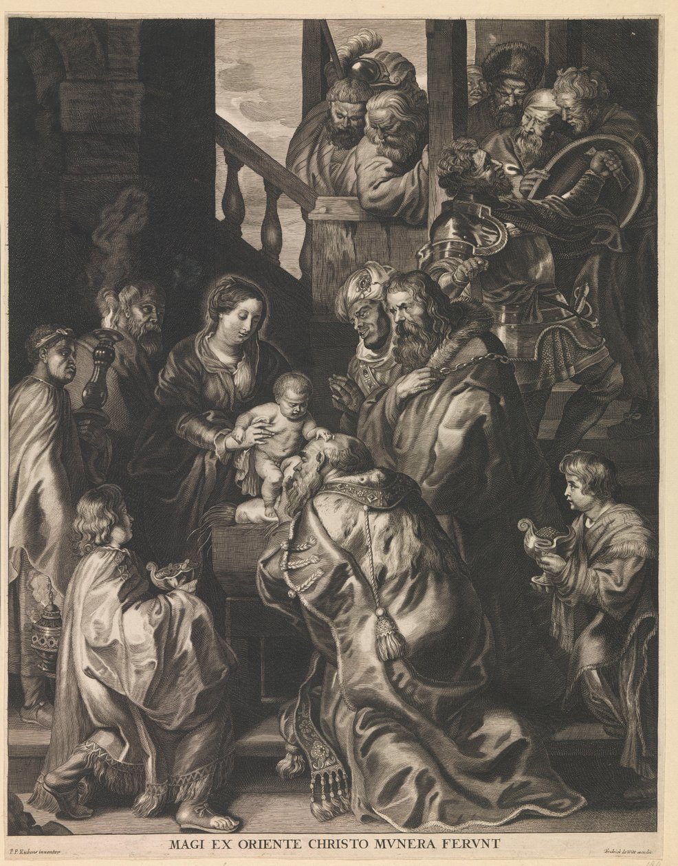 Aanbidding der konungen Magi från öst ger gåvor till Kristus (titel på objekt) av Nicolaes Lauwers