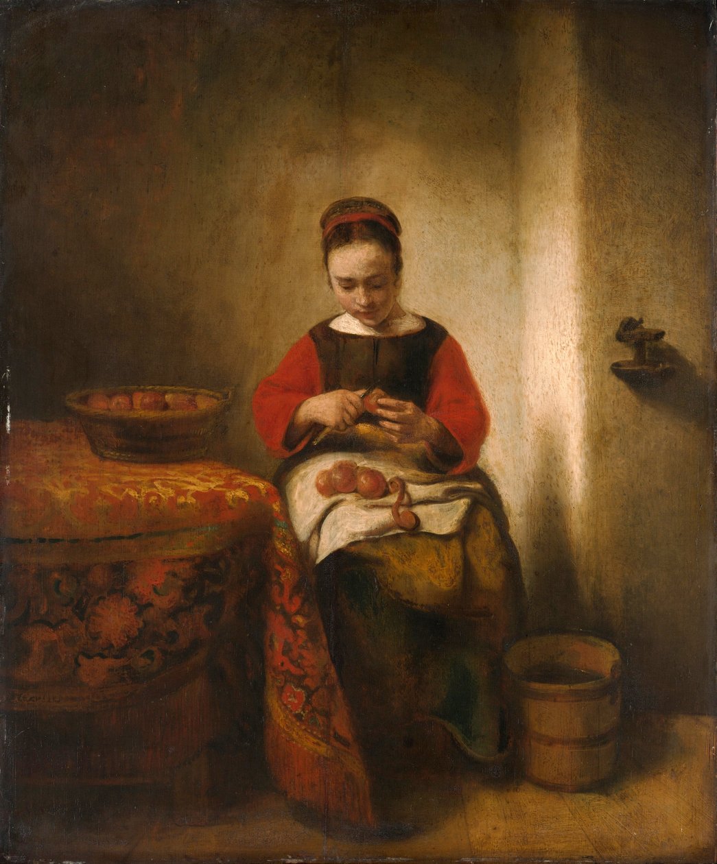 Äppelskal, ca 1655 (olja på trä) av Nicolaes Maes