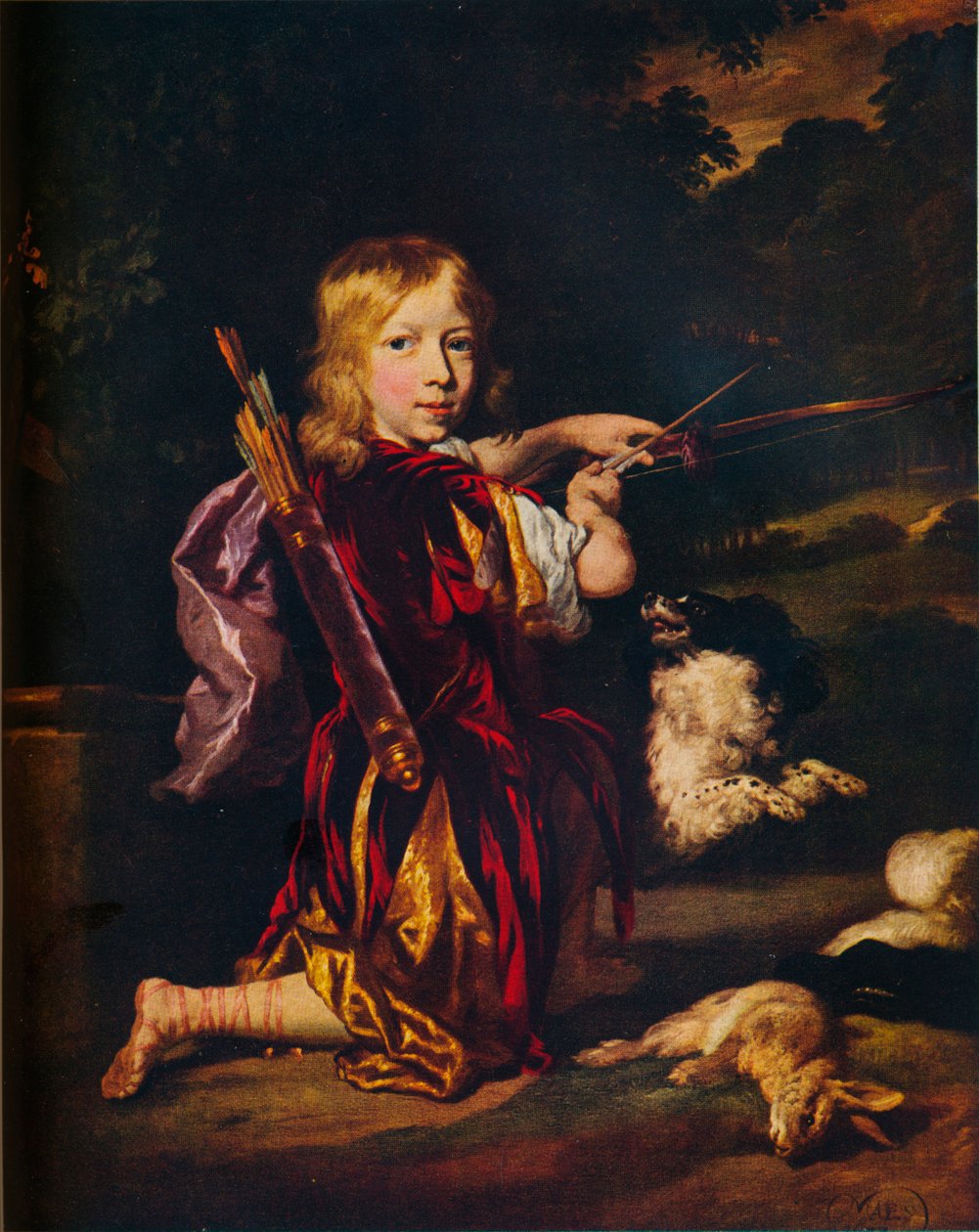 Pojke med pilbågar, c1670 av Nicolaes Maes