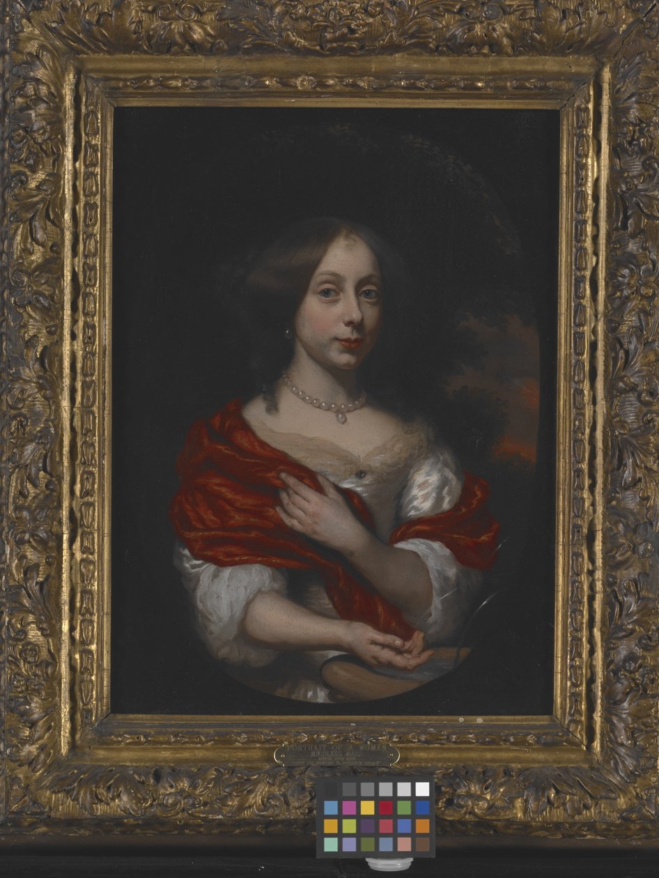 Porträtt av en ung dam (olja på duk) av Nicolaes Maes