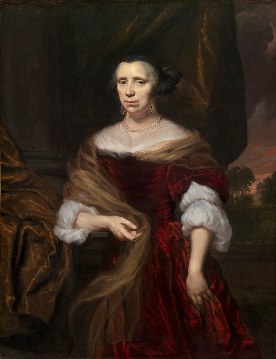 Porträtt av en dam av Nicolaes Maes