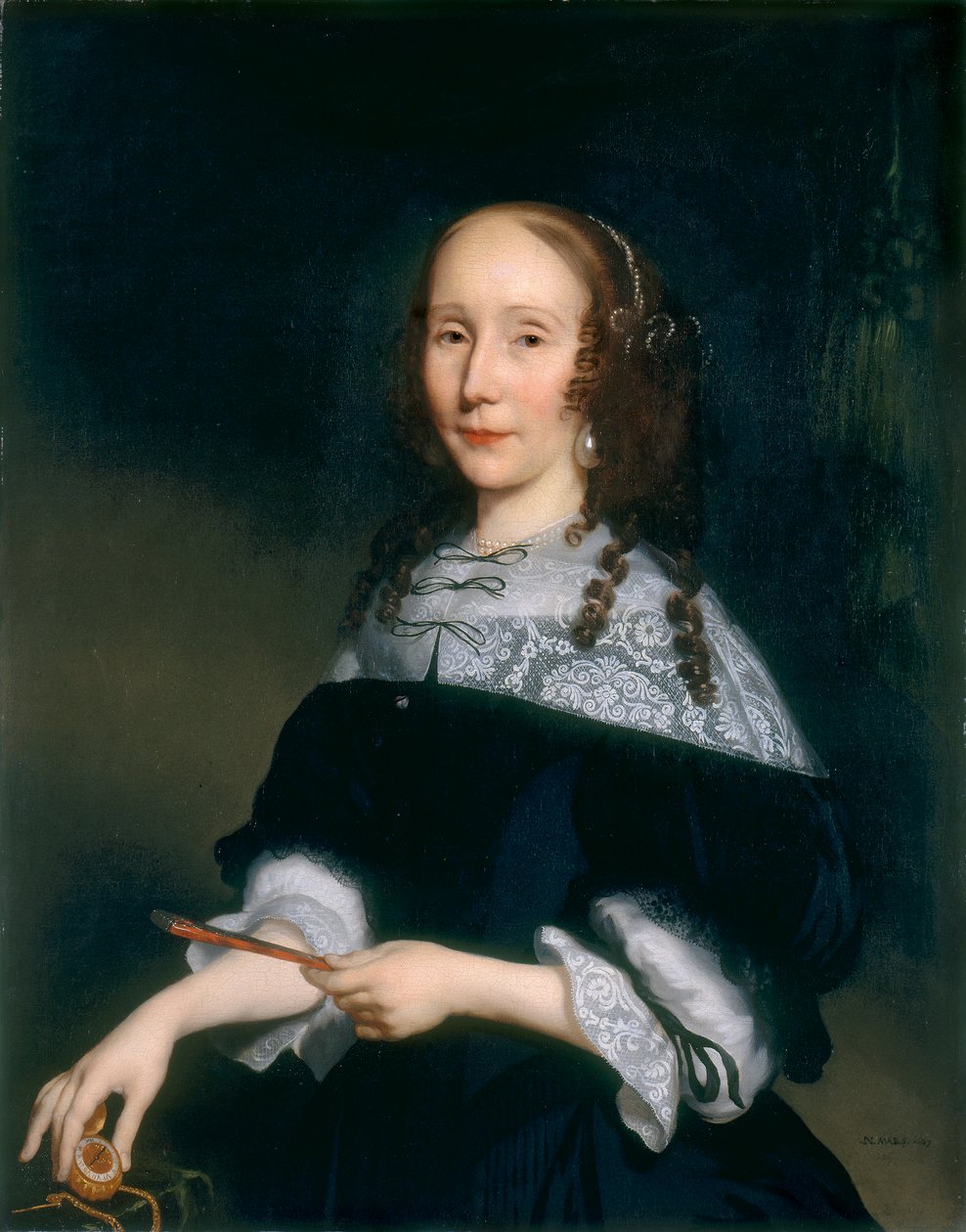 Porträtt av en dam av Nicolaes Maes