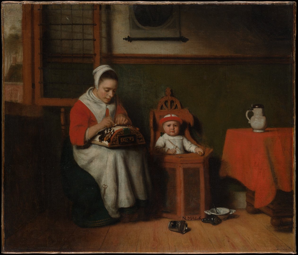 Spetsknypplerskan av Nicolaes Maes