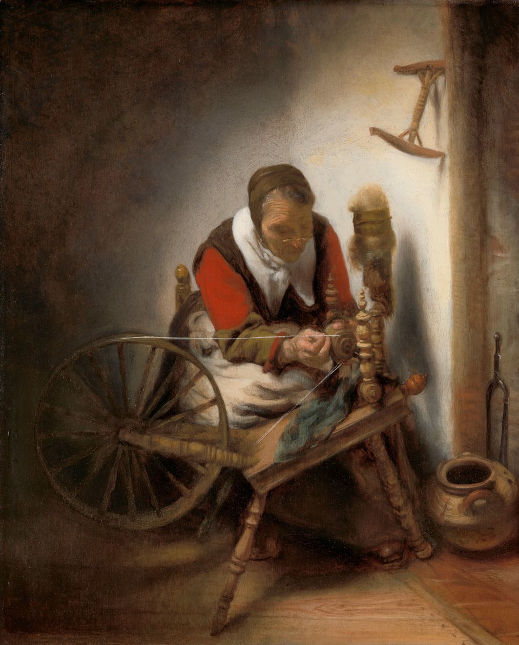 The Spinner, en Niddy-noddy som hänger på väggen av Nicolaes Maes