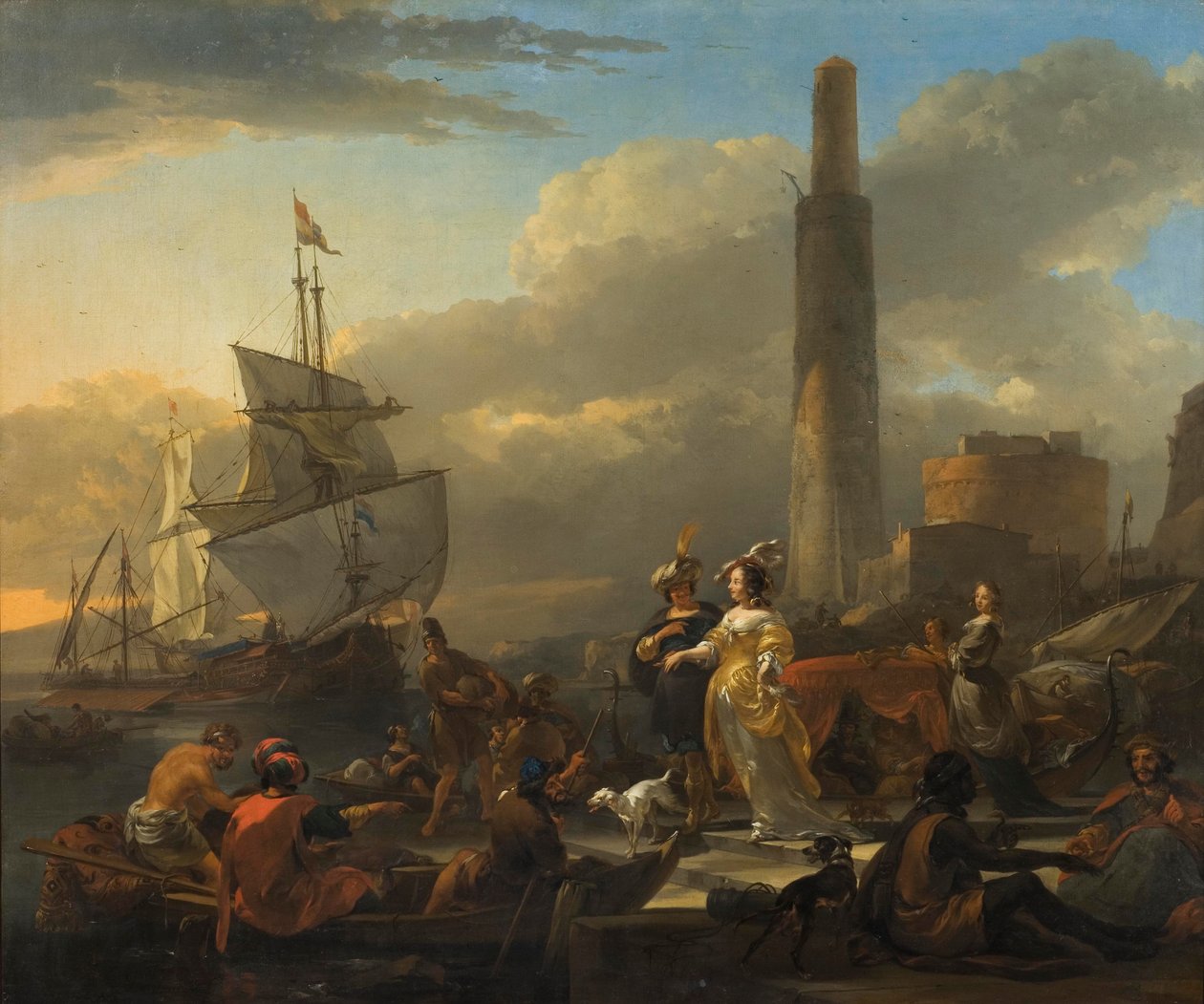 En hamnscene, ca 1665 av Nicolaes Pietersz. Berchem