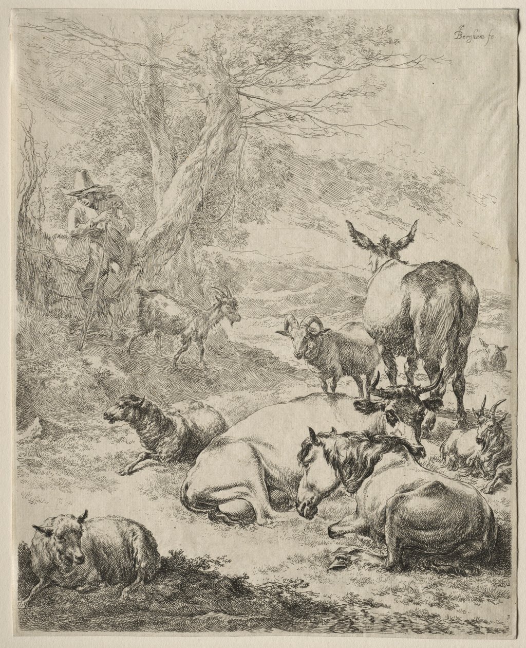 Djur i vila. av Nicolaes Pietersz. Berchem