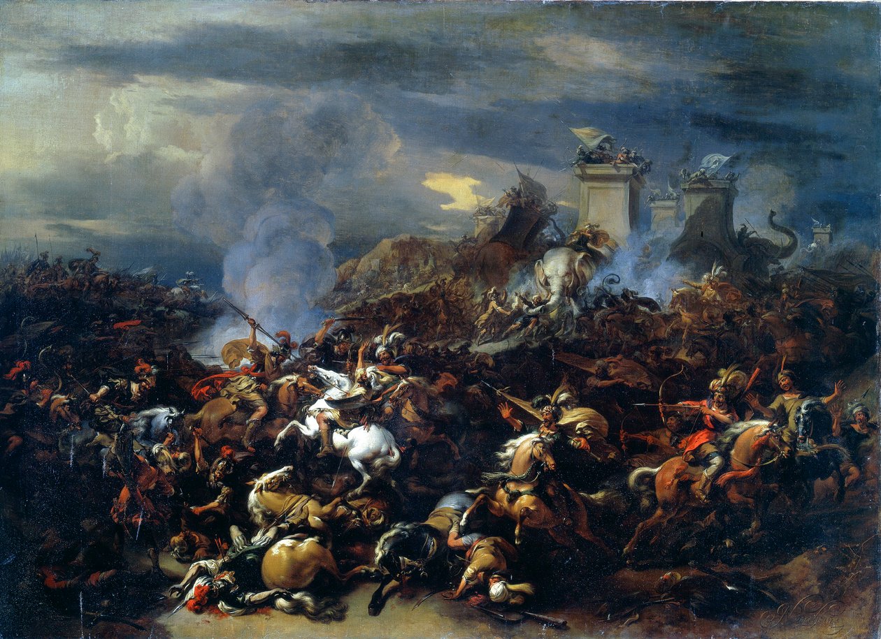 Slaget mellan Alexander och Porus, 326 f.Kr., mitten till slutet av 1600-talet av Nicolaes Pietersz. Berchem