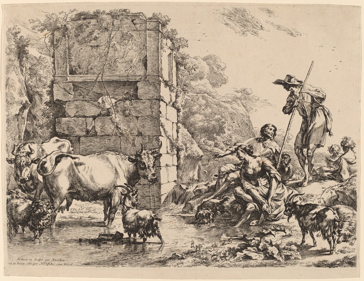 Ko som dricker av Nicolaes Pietersz Berchem