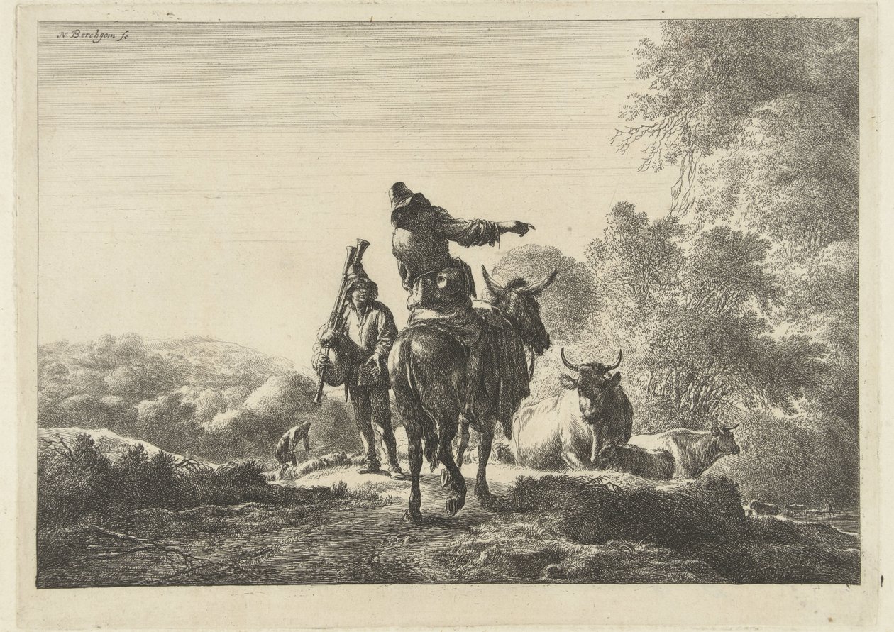 säckpipare av Nicolaes Pietersz Berchem