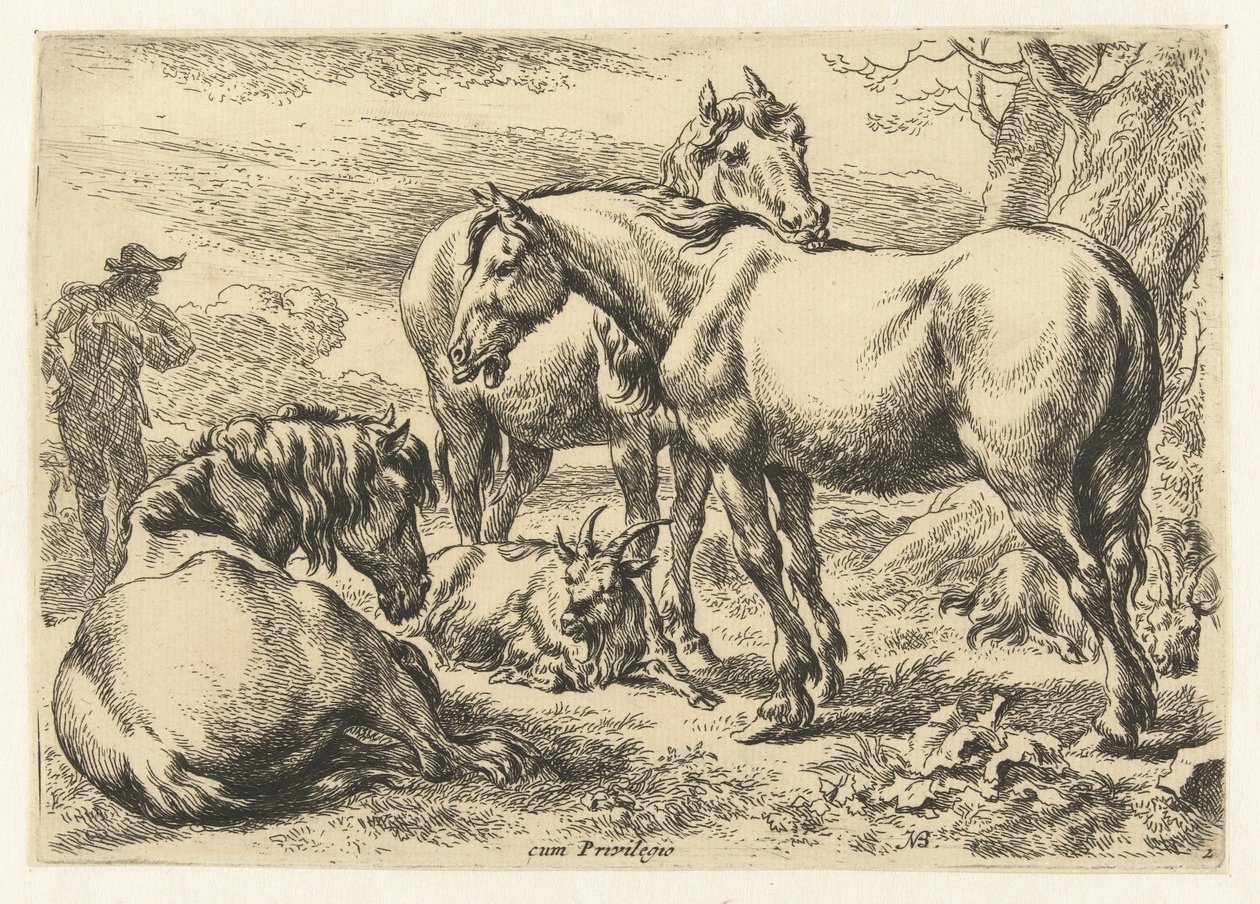 Tre hästar Djur (serietitel) av Nicolaes Pietersz Berchem