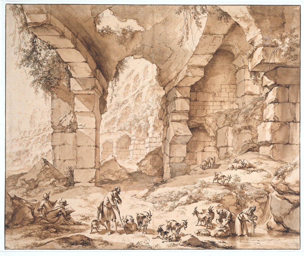 Utsikt över ruinerna av Colosseum av Nicolaes Pietersz Berchem