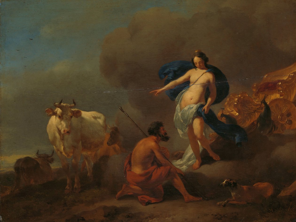 Juno befaller Argus att hålla koll på Io av Nicolaes Pietersz Berchem
