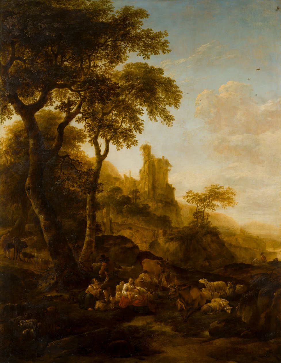 Pastoral Landscape, ca 1640-83 (olja på panel) av Nicolaes Pietersz. Berchem
