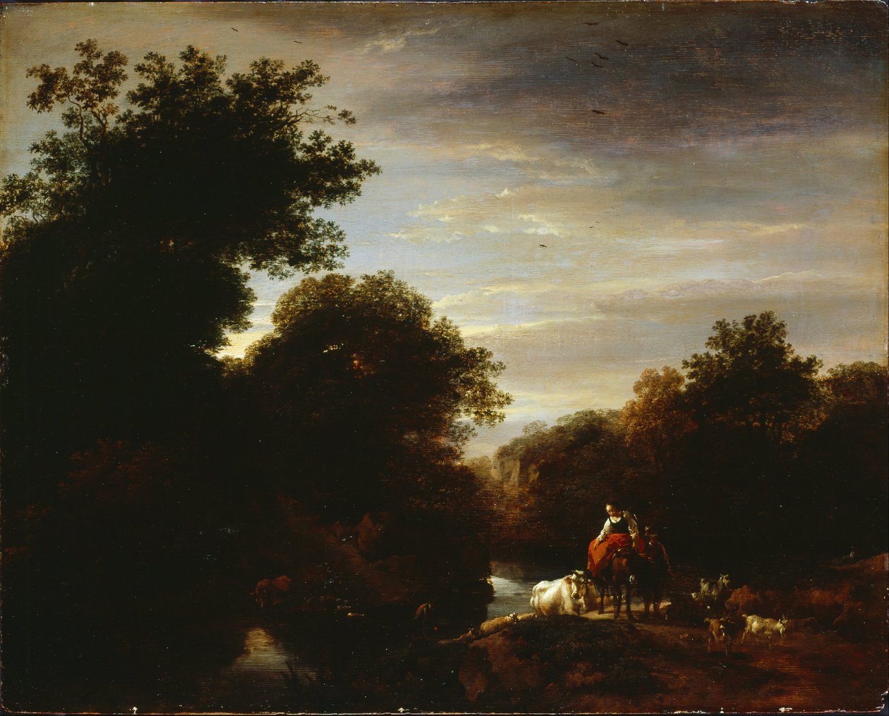 Bönder vid en Ford av Nicolaes Pietersz. Berchem