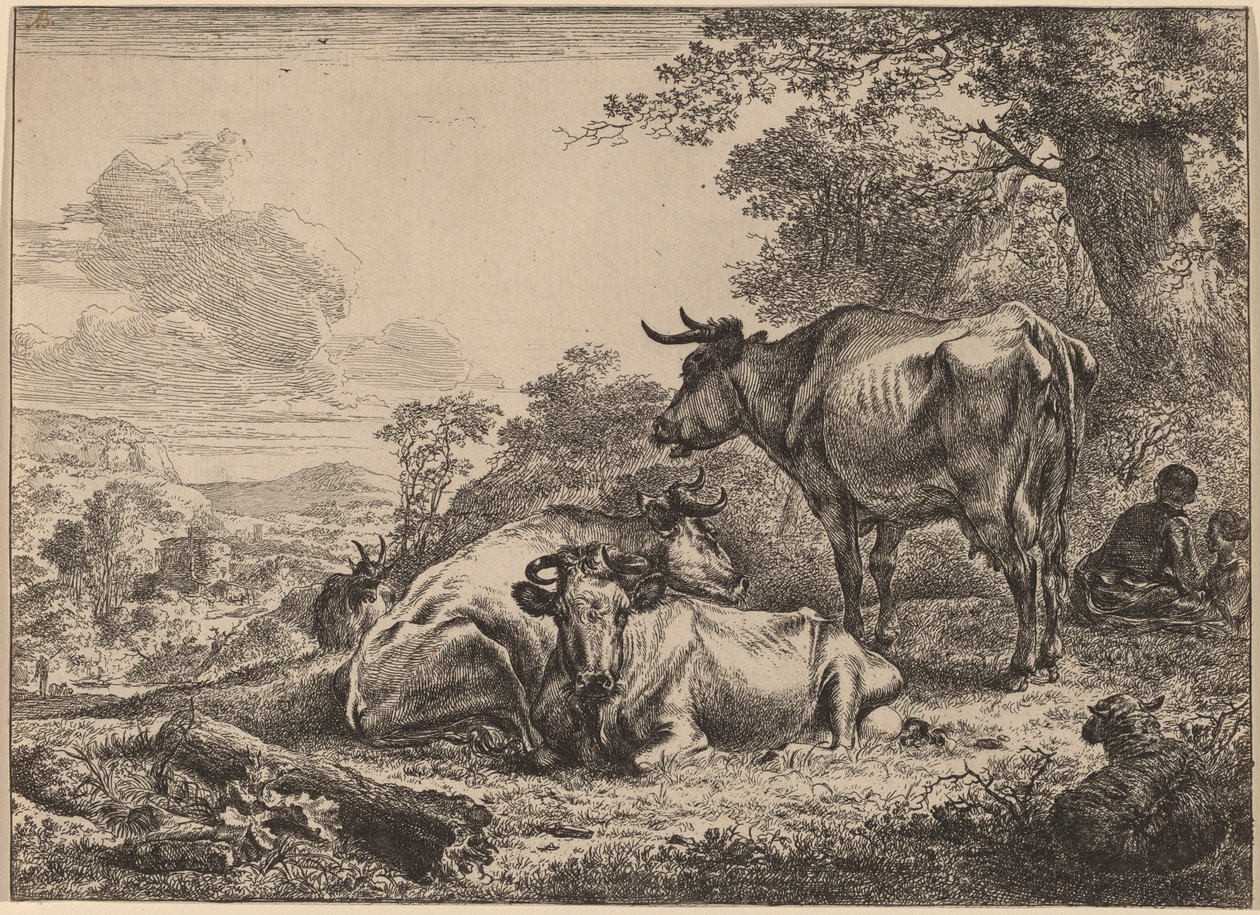 Vilande kor av Nicolaes Pietersz Berchem