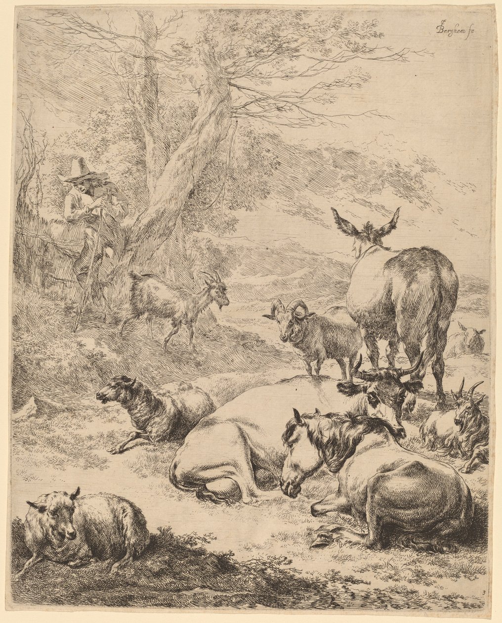 Vilande flock av Nicolaes Pietersz Berchem