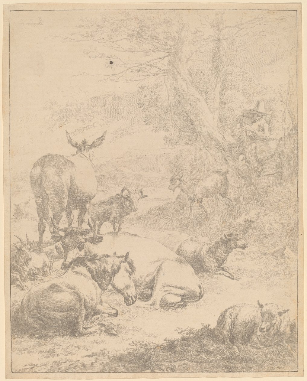 Vilande flock av Nicolaes Pietersz Berchem