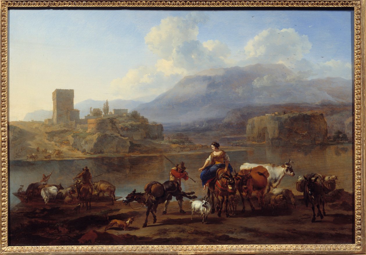 Passagen av målningsfacket av Bercherm van Haarlem (1620-1683) av Nicolaes Pietersz. Berchem