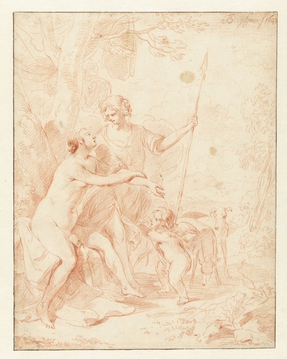 Venus, Adonis och Amor av Nicolaes Pietersz Berchem