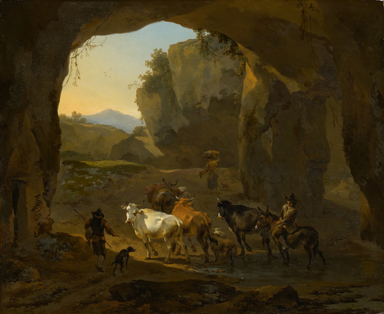 Koherdar i en grotta av Nicolaes Pietersz. Berchem