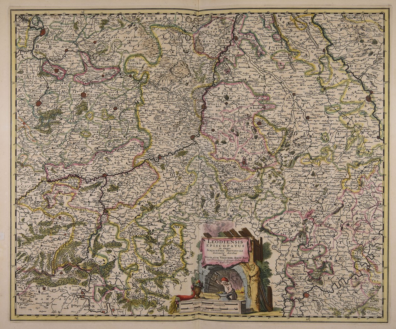 Leodiensis episcopatus in omnes subjacentes provincias distincté divisus av Nicolaes Visscher
