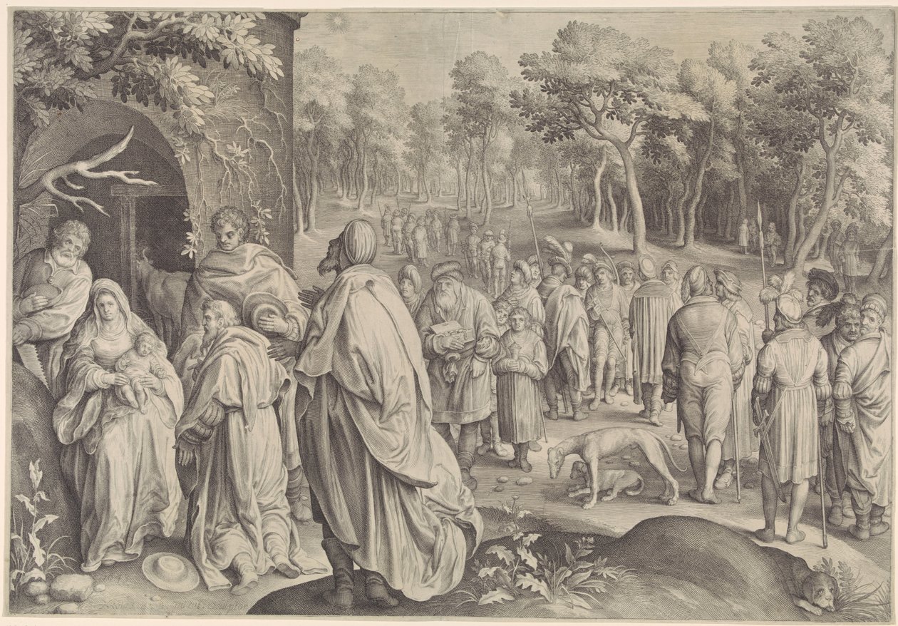 Tillbedjan av kungarna av Nicolaes de Bruyn
